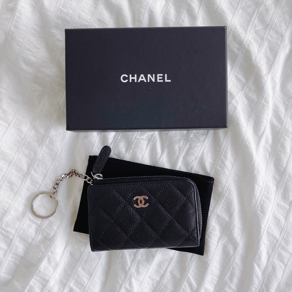 CHANEL Accessories - ❌RESERVED❌ Chanel Black Caviar Zip Keychain Wallet NWOT